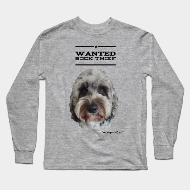 Cockapoo / Doodle Dog Sock Thief Long Sleeve T-Shirt by WoofnDoodle 